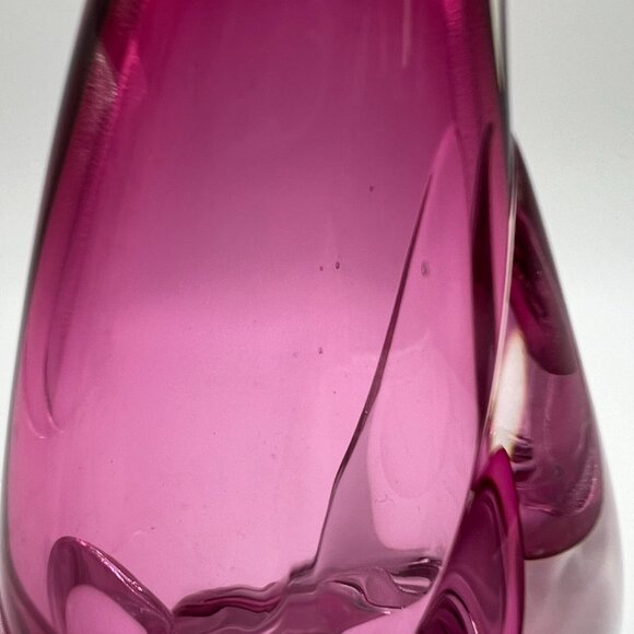Pink Glass Bud Vase Signed by Unknown Artist, Dated 1989 - Unique Collectible - Picture 8 of 15